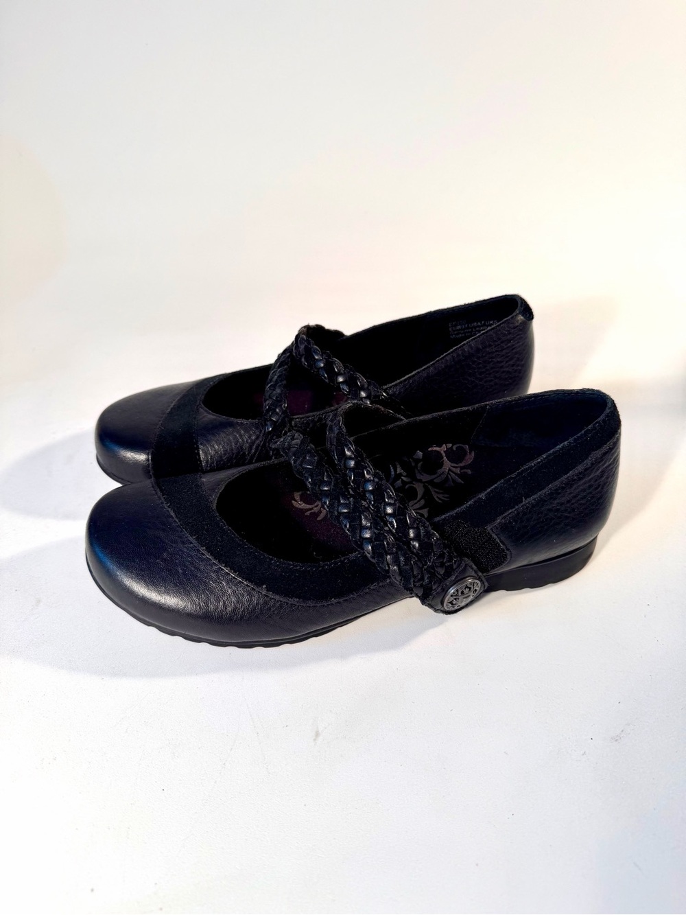 Aetrex Ada Braided Mary Jane Shoes Women's Sz 8 Black Leather Casual Comfort